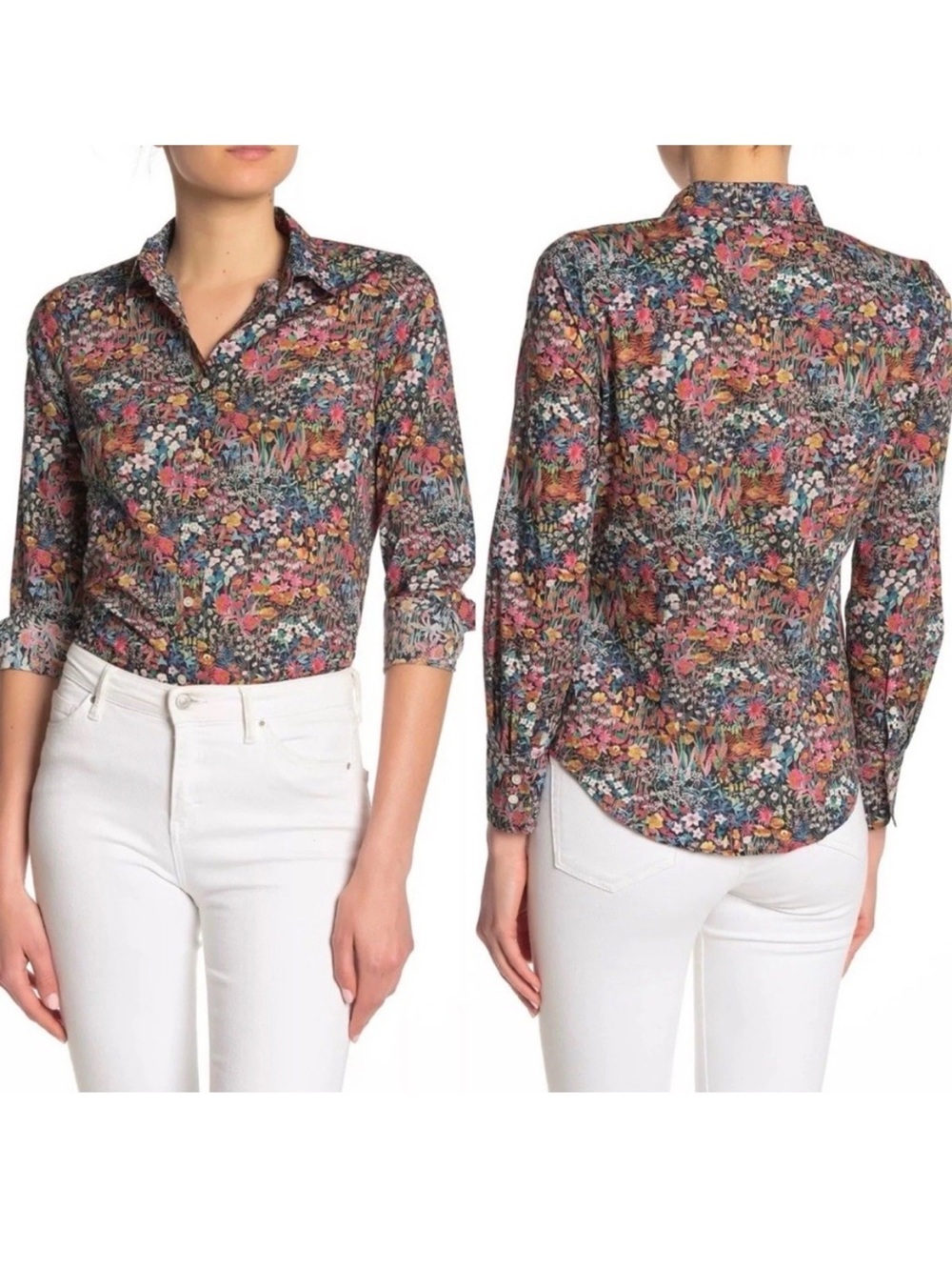 Slim Perfect Cotton Liberty® Faria Flowers Botanical Floral Button Down Shirt 4